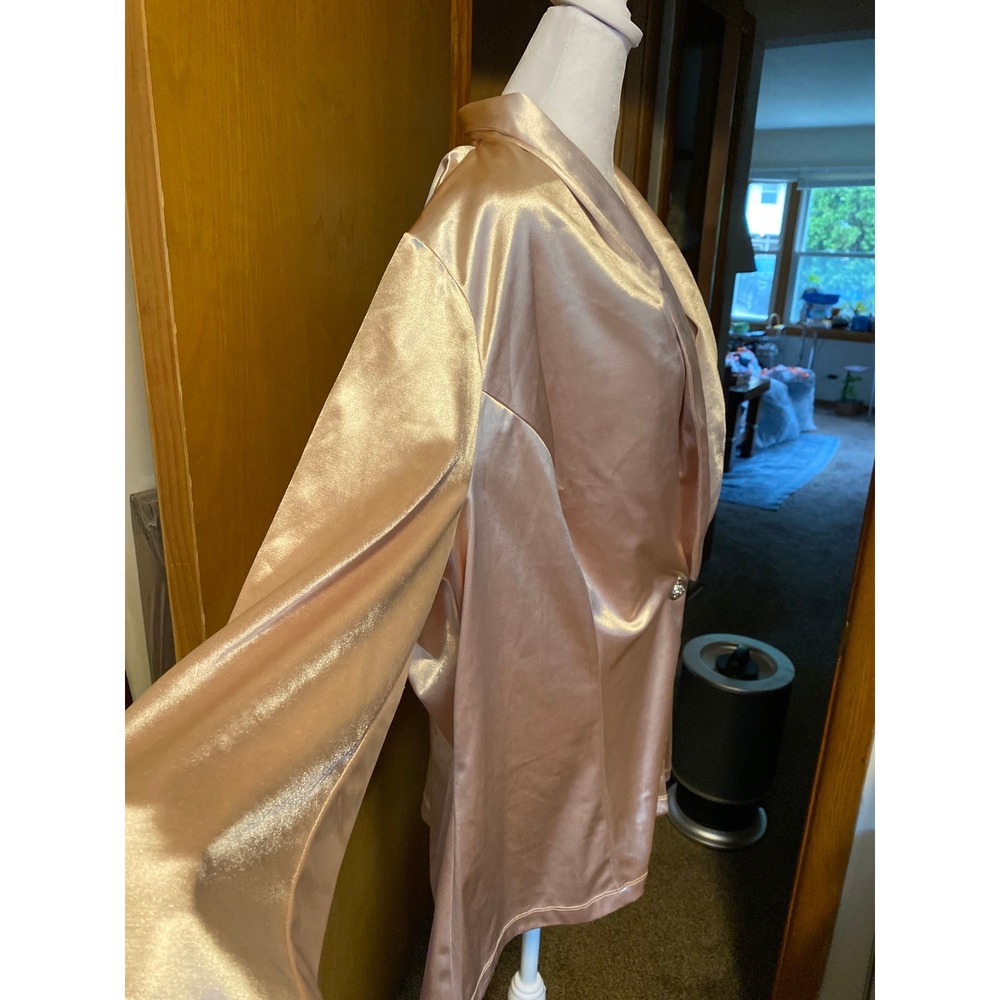 Rose Gold Satin Shawl Collar Single Button Blazer 2X NWT Formal Work Preppy Fem - Picture 3 of 5